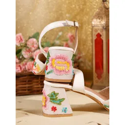 sole mates Women Embellished Ethnic Block Mules image 4