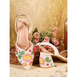 sole mates Women Embellished Ethnic Block Mules image 1