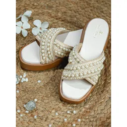 sole mates Women Embellished Flatform Heels-picture-17