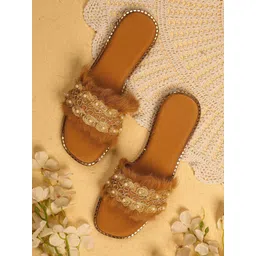 sole mates Women Embellished Open Toe Western Embellished Leather Open Toe Flats-picture-39