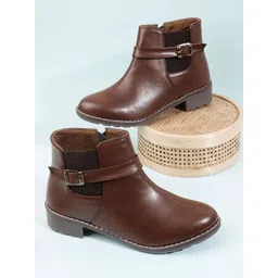 Sole Saga Women Block-Heeled Round-Toe Chelsea Winter Boots-picture-15