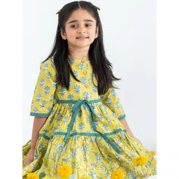Soleilclo Girls Cotton Ethnic Motifs Printed Fit & Flare Dress-picture-37