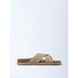 SOLEPLAY by Westside Beige Criss-Cross Strap Leather Sandals-picture-18