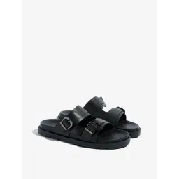 SOLEPLAY by Westside Black Dual-Strap Leather Sandals-picture-19