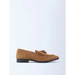 SOLEPLAY by Westside Tan Tassel Detailed Suede Leather Loafers-picture-18