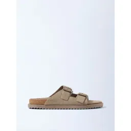 SOLEPLAY by Westside Taupe Slip-On Suede Leather Sandals-picture-24