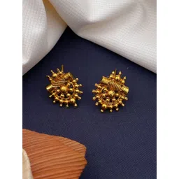 SOLIBELLE Elegant Set Of 4 Gold-Plated Contemporary Studs Earrings image 1