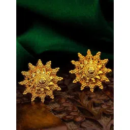 SOLIBELLE Elegant Set Of 4 Gold-Plated Contemporary Studs Earrings image 4