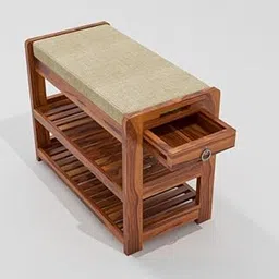 Solid Wood 2 Level Shoe Rack For Home Entryway L Shoe Rack With Mini Drawer L Wooden Shoe Rack With Seating L Multipurpose Shoe Rack. (Standard Size, Teak Finish, 30 X 70 X 45 Cm)-picture-15