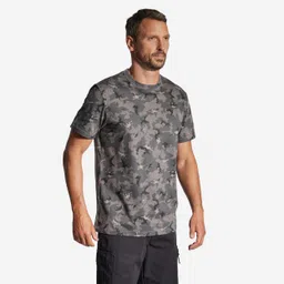 solognac Men Cotton T-Shirt Army Military Camo Print -100 - BLACK-picture-18