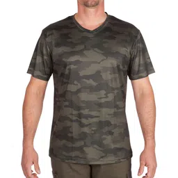 solognac Men's Breathable Quick Dry T-Shirt Army Military Camo Print 100 - Camo Green-picture-10