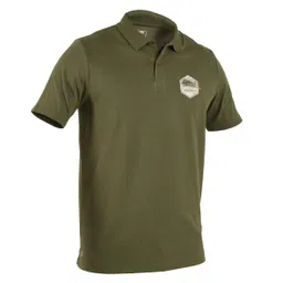 solognac Men's Short-sleeved Breathable Cotton Polo Shirt - 100 wild boar green-picture-11