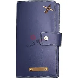 solvin art Leather Passport Cover and Travel Document Organizer, Navy Blue with Gold Accents (Blue)-picture-30