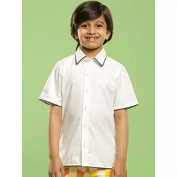 Somersault Boys Short Sleeves Spread Collar Cotton Opaque Casual Shirt-picture-49