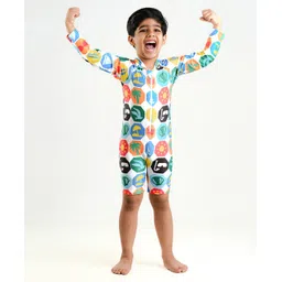 Somersault Full Sleeves Beach Theme Printed Swimsuit - Multi Colour-picture-38