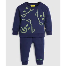 Somersault Full Sleeves Bear Printed Sweatshirt With Joggers Set - Blue-picture-28