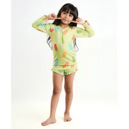 Somersault Full Sleeves Ice Cream Printed Two Piece Swimsuit - Green-picture-39