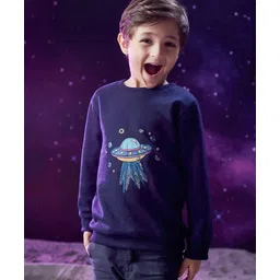 Somersault Full Sleeves Spaceship Printed Unisex Tee - Blue-picture-17