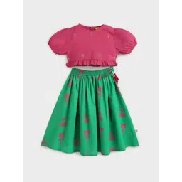 Somersault Infants Girls Embroidered Thread Work Ready To Wear Lehenga & CHoli-picture-10