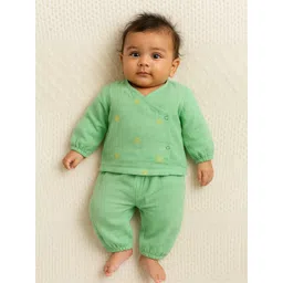 Somersault Kids Embroidered V-Neck Pure Cotton Jhabla With Jogger-picture-28