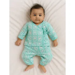 Somersault Kids Printed V-Neck Pure Cotton Jhabla With Jogger-picture-21