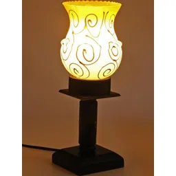 SOMIL Black Printed Glass Cylindrical Shaped Table Lamp-image-7