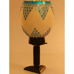 SOMIL Blue Printed Glass Cylindrical Shaped Table Lamp-picture-37