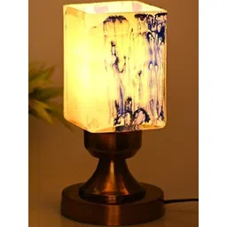 SOMIL Blue Printed Glass Rectangle Shaped Table Lamp-picture-40
