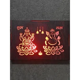 SOMIL Brown Printed LaxmiGaneshji Theme Wall Lamp-picture-58