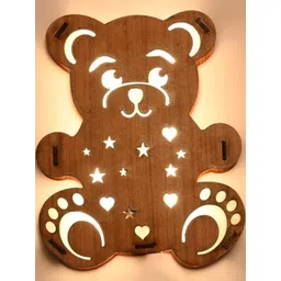 SOMIL Brown Wooden Teddy Shaped Wall Lamp-picture-42