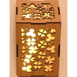 SOMIL Brown Wooden Triangle Shaped Floral Wall Lamp-picture-24