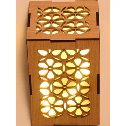 SOMIL Cream Floral Design Wood Triangle Shaped Wall Lamp-picture-25