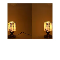SOMIL Gold Set Of 2 Printed Glass Cylindrical Shaped Table Lamp-picture-29