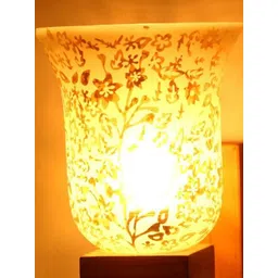 SOMIL Gold-Toned & White Floral Printed Glass Bell Shaped Wall Lamp-picture-11