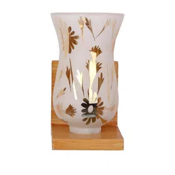 SOMIL Gold-Toned & White Floral Printed Glass Bell Shaped Wall Lamp-picture-12