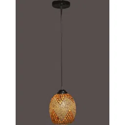 SOMIL Gold-Toned & White Printed Glass Ceiling Lamp-picture-10