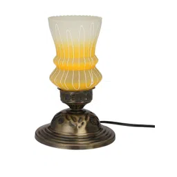 SOMIL Gold-Toned Printed Glass Bell Shaped Table Lamp image 3