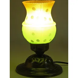 SOMIL Gold-Toned Printed Glass Cylindrical Shaped Table Lamp-picture-31