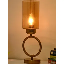 SOMIL Gold-Toned Printed Glass Cylindrical Shaped Table Lamp-picture-28