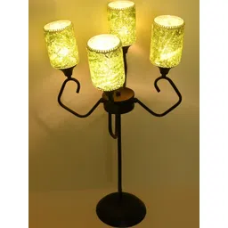 SOMIL Green and Black Metal Base and Four Designer Glass Shade Modern Floor Lamp-picture-12