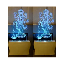 SOMIL Green & Blue Pack Of 2 Acrylic Printed Glass With LED Night Lamps-picture-24