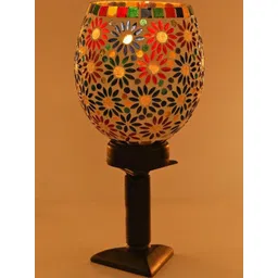 SOMIL Multicoloured Printed Glass Cylindrical Shaped Table Lamp-picture-14