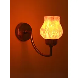 SOMIL Orange & Gold-Toned Printed Glass Cylinder Shaped Wall Lamp-picture-27