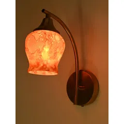 SOMIL Orange Printed Glass Cylinder Shaped Wall Lamp image 1