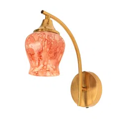 SOMIL Orange Printed Glass Cylinder Shaped Wall Lamp image 2