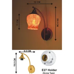 SOMIL Orange Printed Glass Cylinder Shaped Wall Lamp image 4