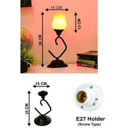 SOMIL Orange Printed Glass Table Lamp image 3