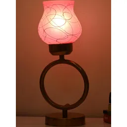 SOMIL Pink Printed Glass Bell Shaped Table Lamp-picture-22