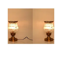 SOMIL Set Of 2 Black Printed Glass Cylindrical Shaped Table Lamp-picture-31