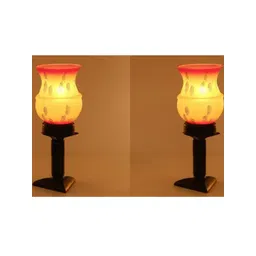 SOMIL Set Of 2 Pink Printed Glass Bell Shaped Table Lamp-image-1